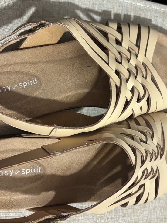 Easy Spirit Shoes - Easy Spirit Beige Woven Slip-On Flats